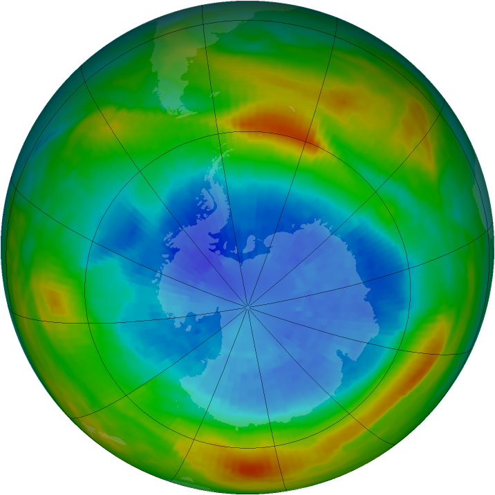 Antarctic ozone map for 17 September 1982